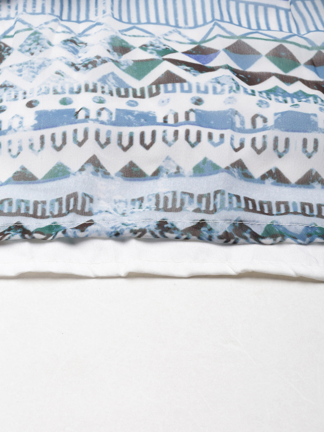 Women's Blue Tribal Printed Shoulder Straps Fit & Flare Dress With Shrug