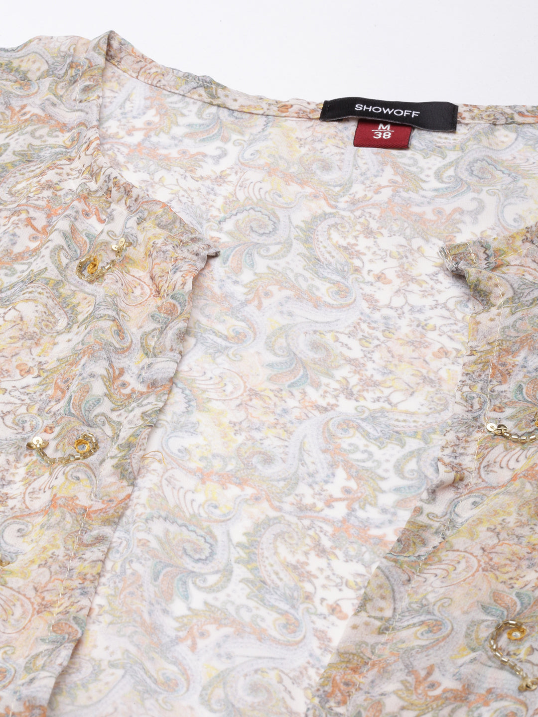 Women's Olive Floral Fit And Flare Dress With Over Coat
