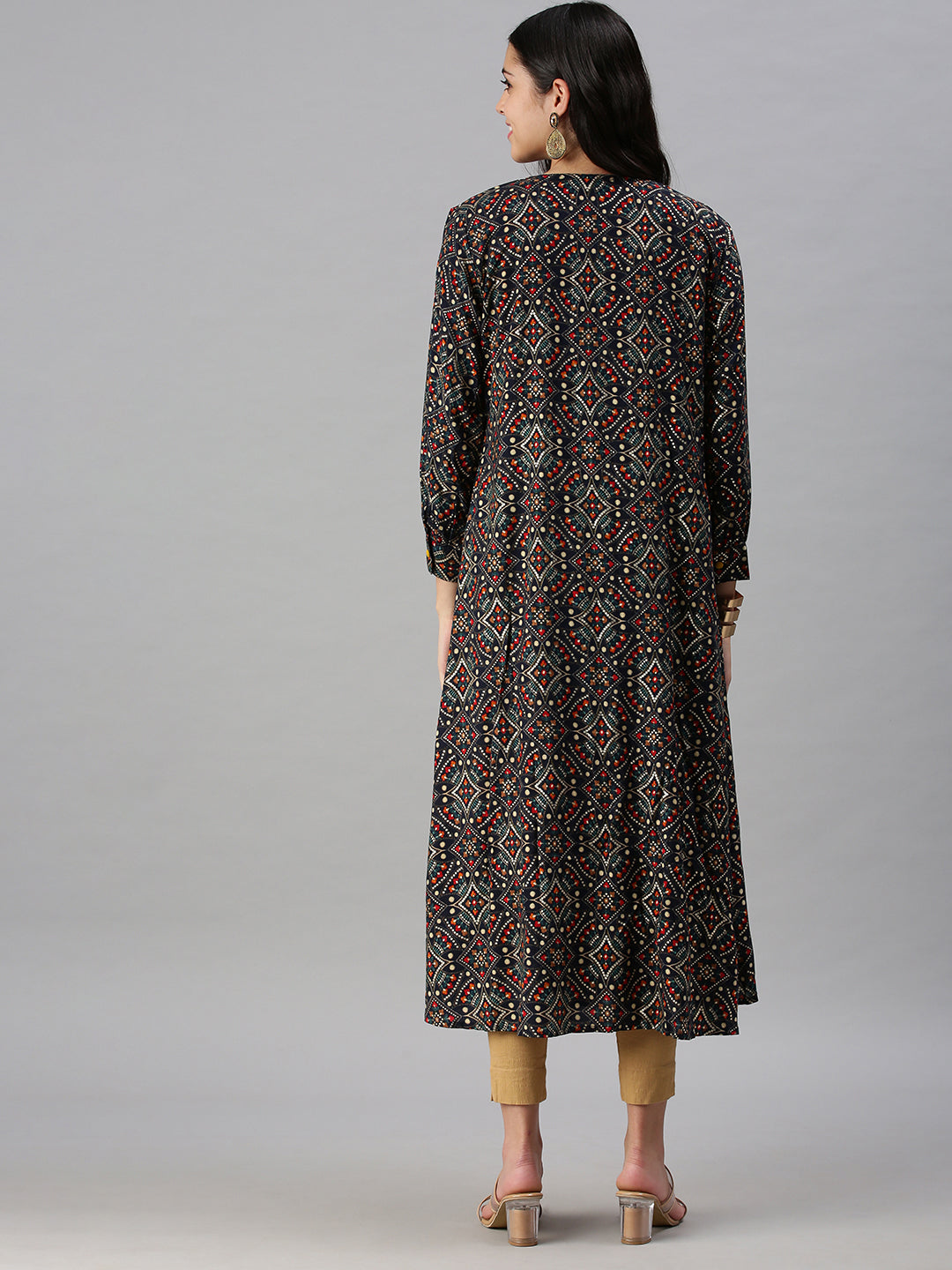 Women's Yellow Printed Anarkali Kurta