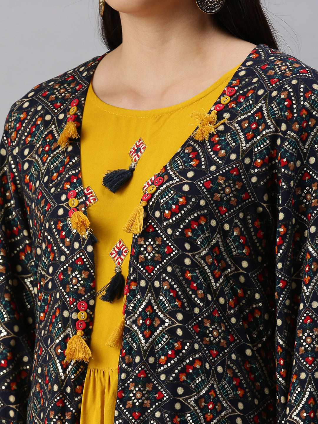 Women's Yellow Printed Anarkali Kurta