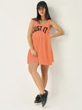 Women's Peach Sleeveless Fit and Flare Mini Dress