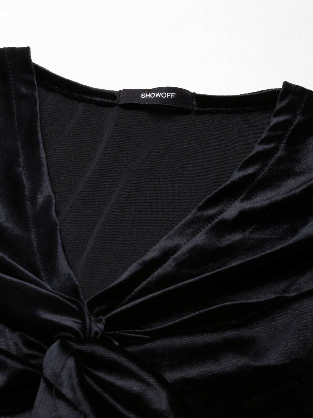 Women's Black V Neck Velvet Sheath Dress
