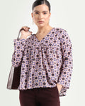 Rareism Women's Bina-T Multi Cotton Blend V-Neck Paisley Print Regular Fit Top