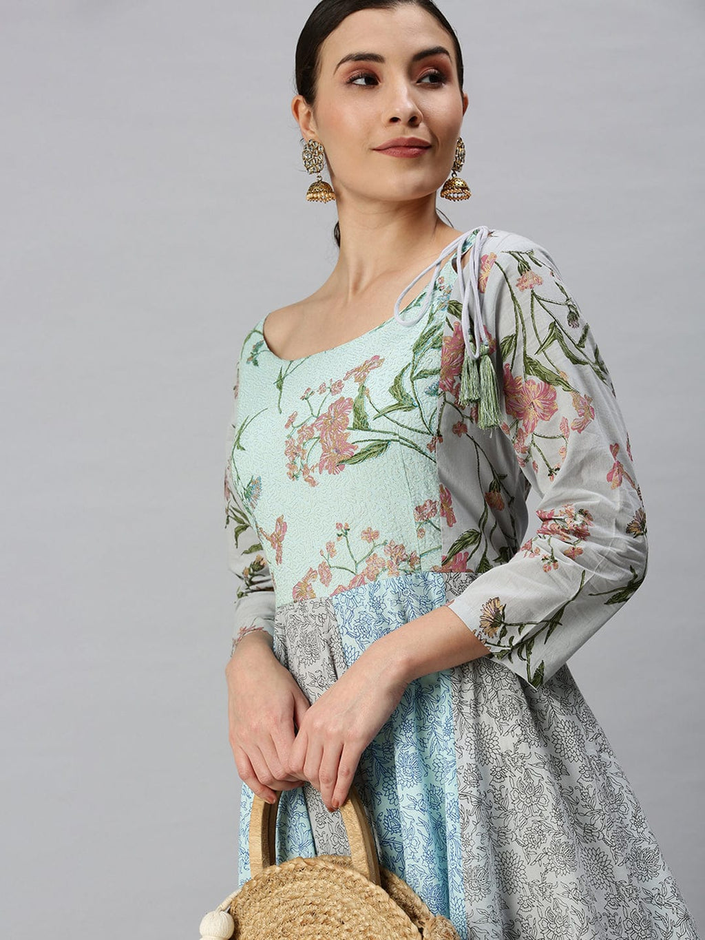 Women's Printed Blue Anarkali Kurta