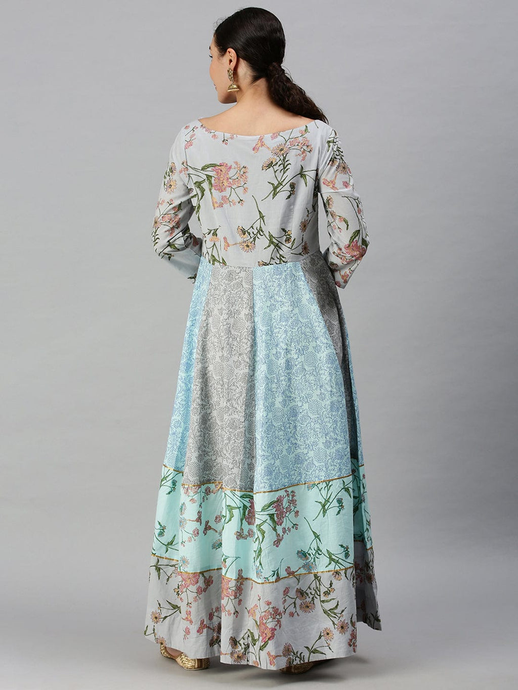 Women's Printed Blue Anarkali Kurta