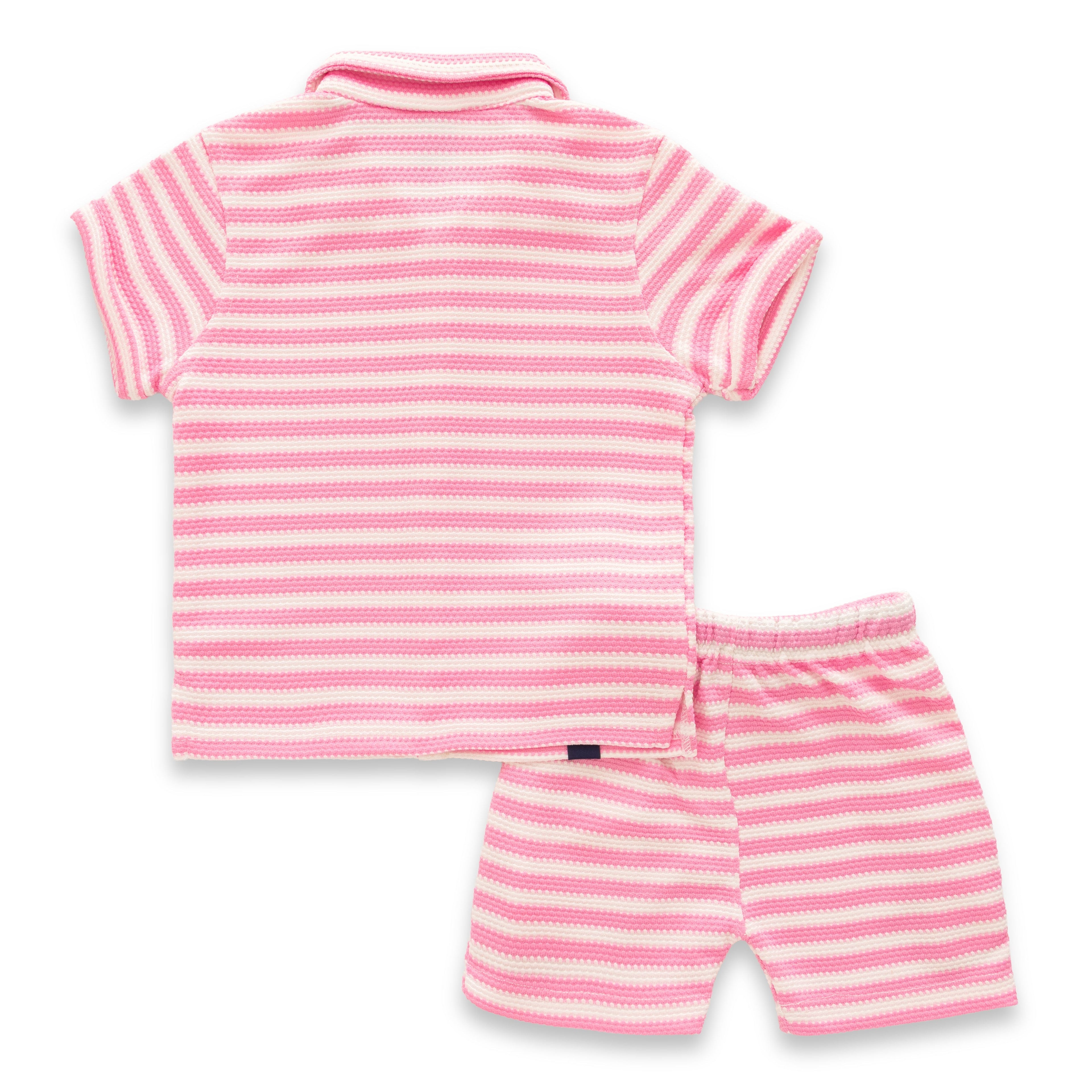 Pink Stripes Designed Boys Shirt & Shorts Set