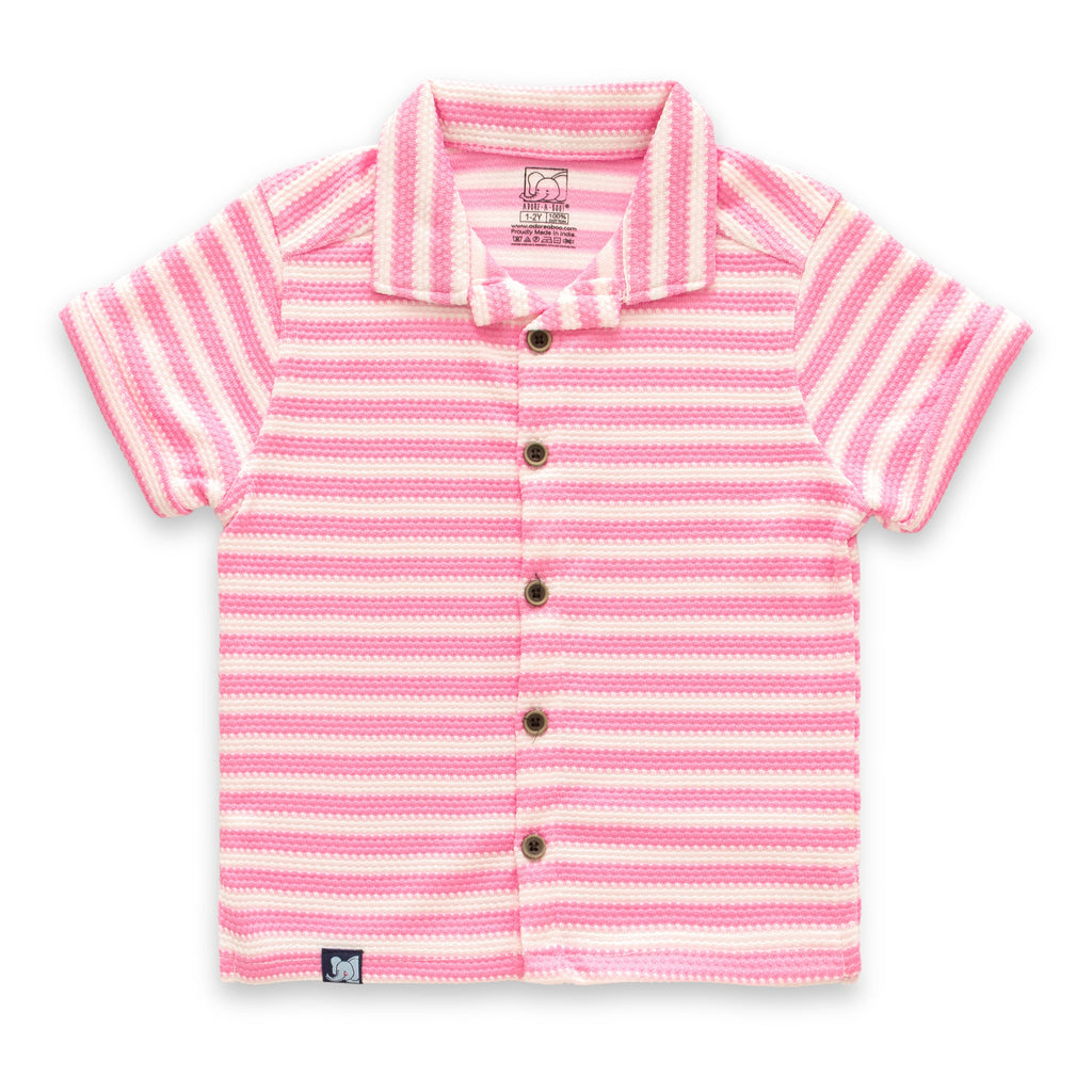 Pink Stripes Designed Boys Shirt & Shorts Set