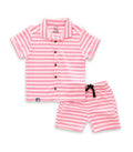 Pink Stripes Designed Boys Shirt & Shorts Set