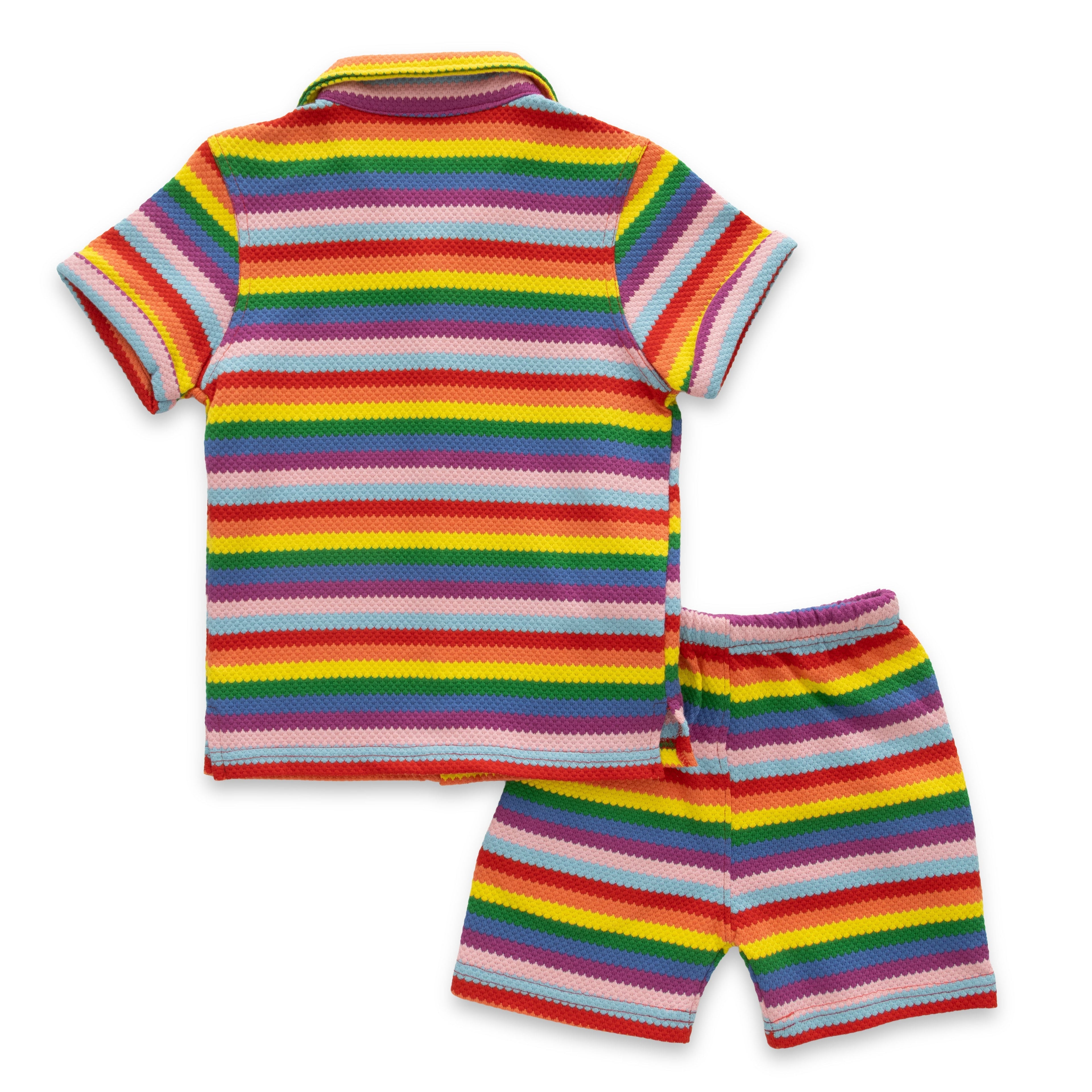 Cute Rainbow Stripes Boys Shirt & Shorts Set