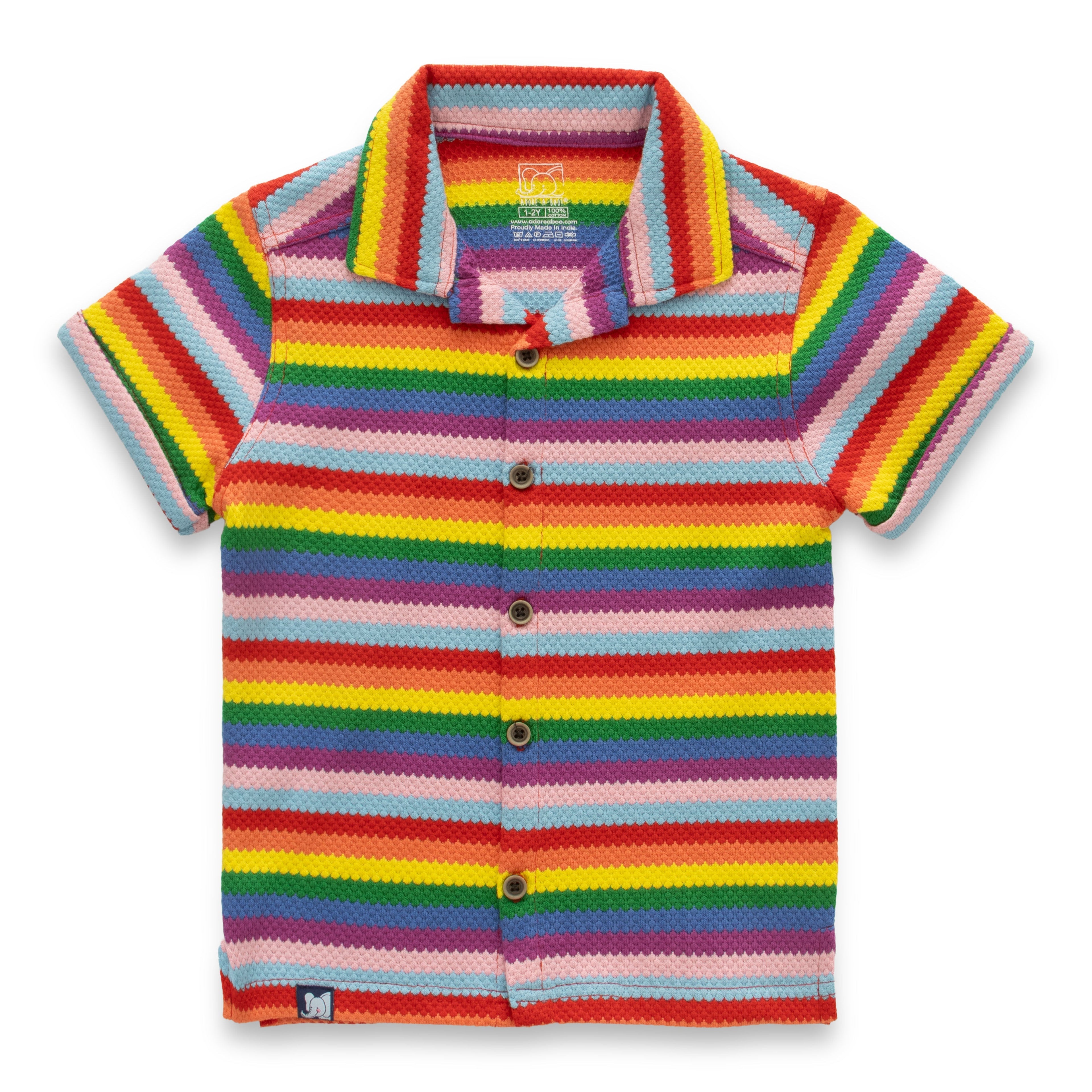 Cute Rainbow Stripes Boys Shirt & Shorts Set