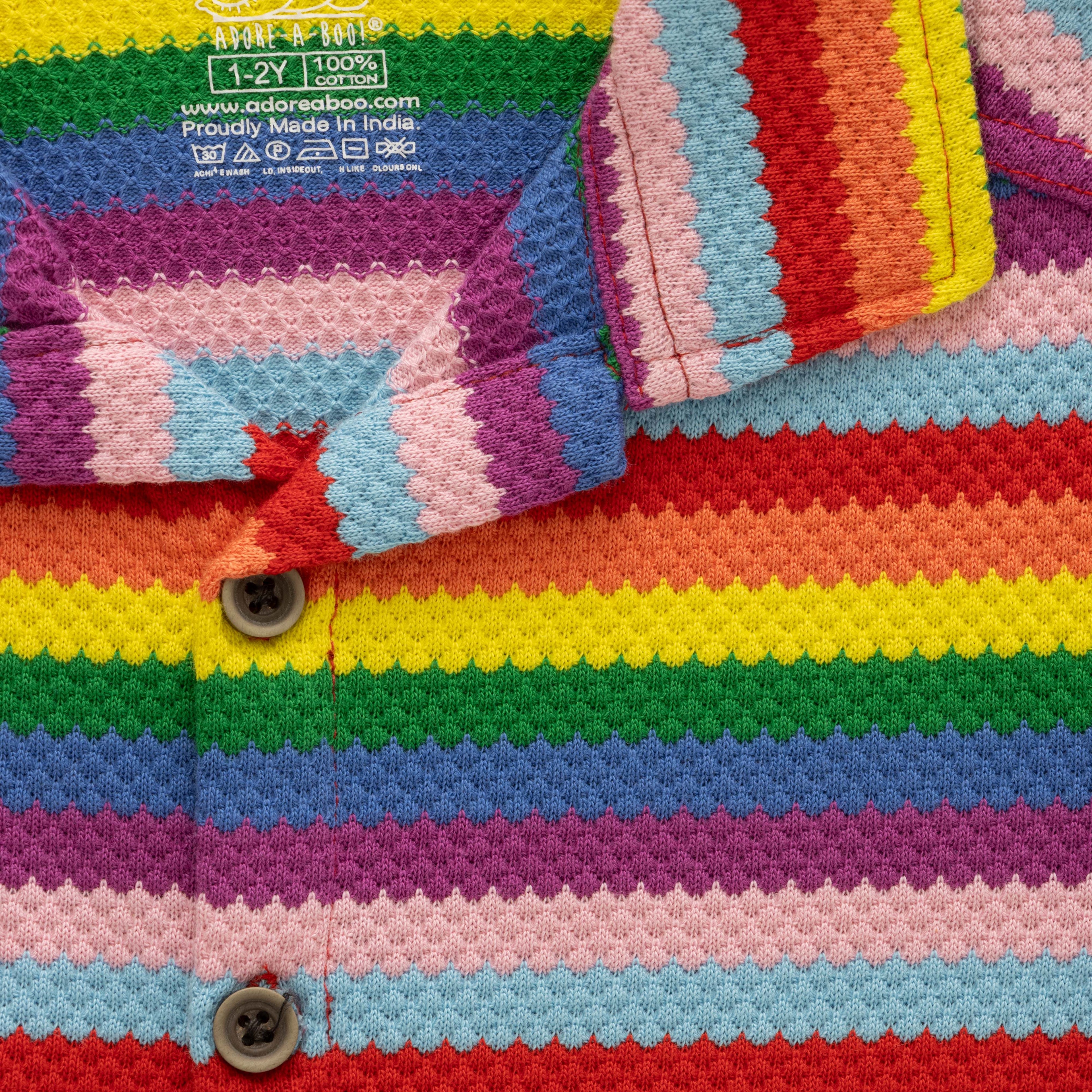 Cute Rainbow Stripes Boys Shirt & Shorts Set