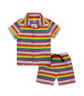 Cute Rainbow Stripes Boys Shirt & Shorts Set