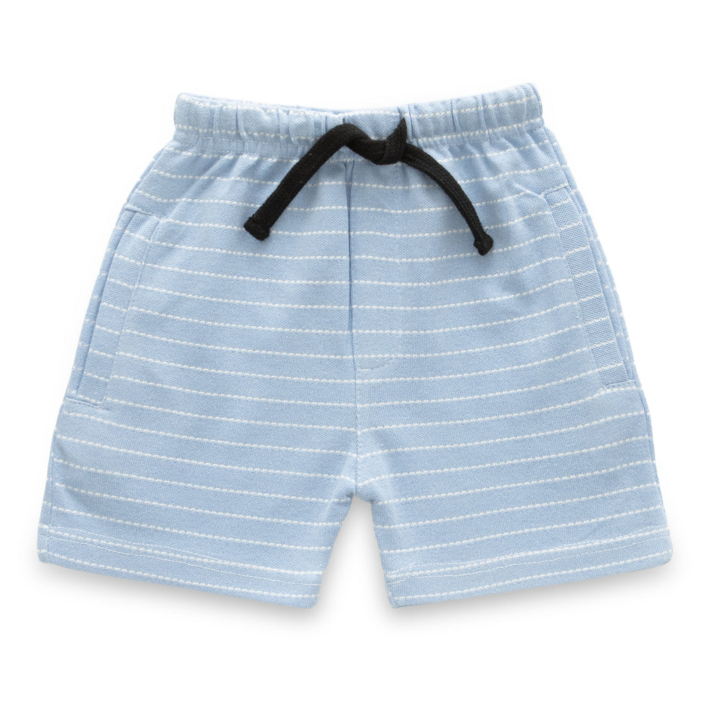 Blue With White Stripes Boys Shirt & Shorts Set