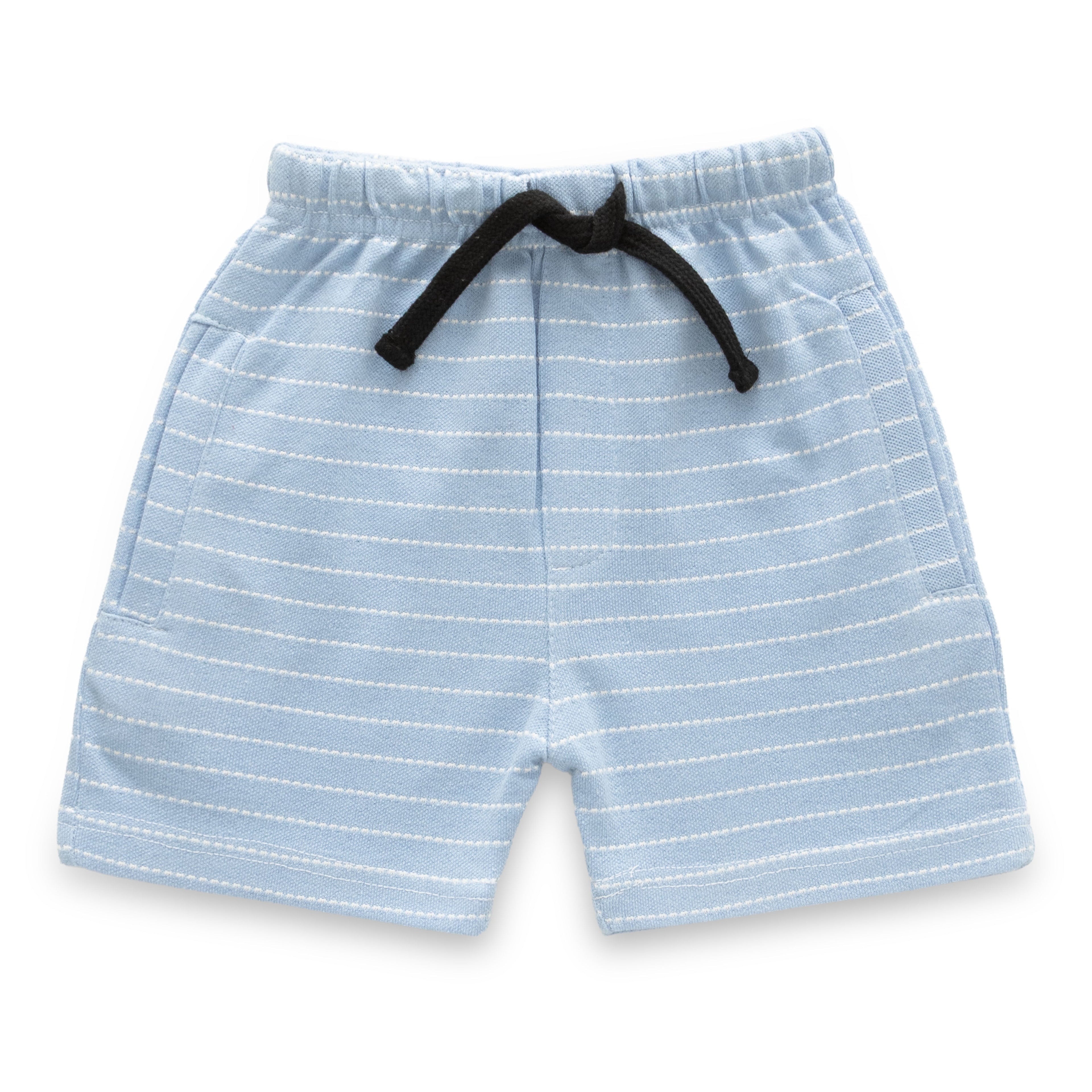 Blue With White Stripes Boys Shirt & Shorts Set