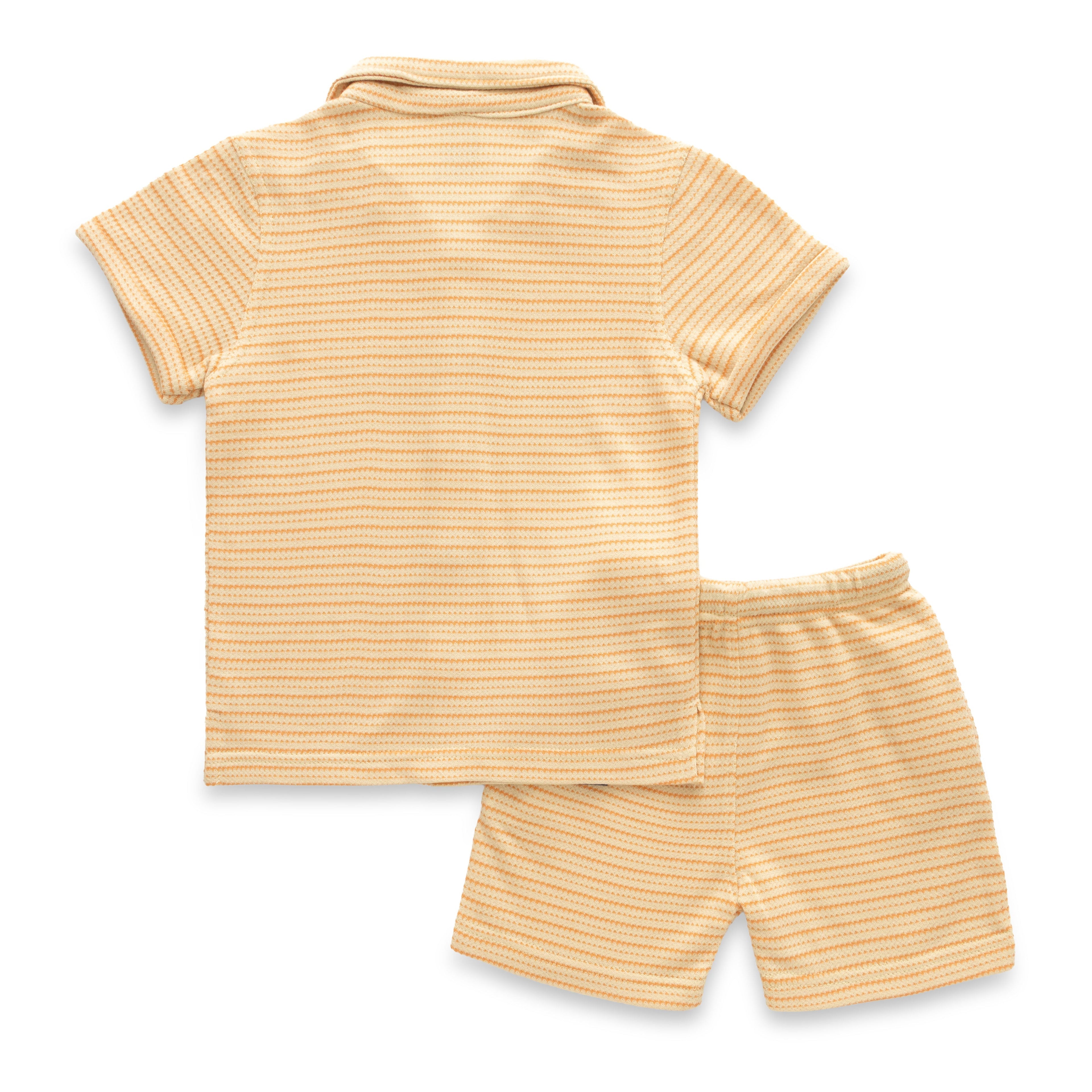 Yellow With Orange Stripes Boys Shirt & Shorts Set