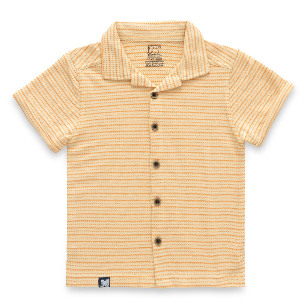 Yellow With Orange Stripes Boys Shirt & Shorts Set