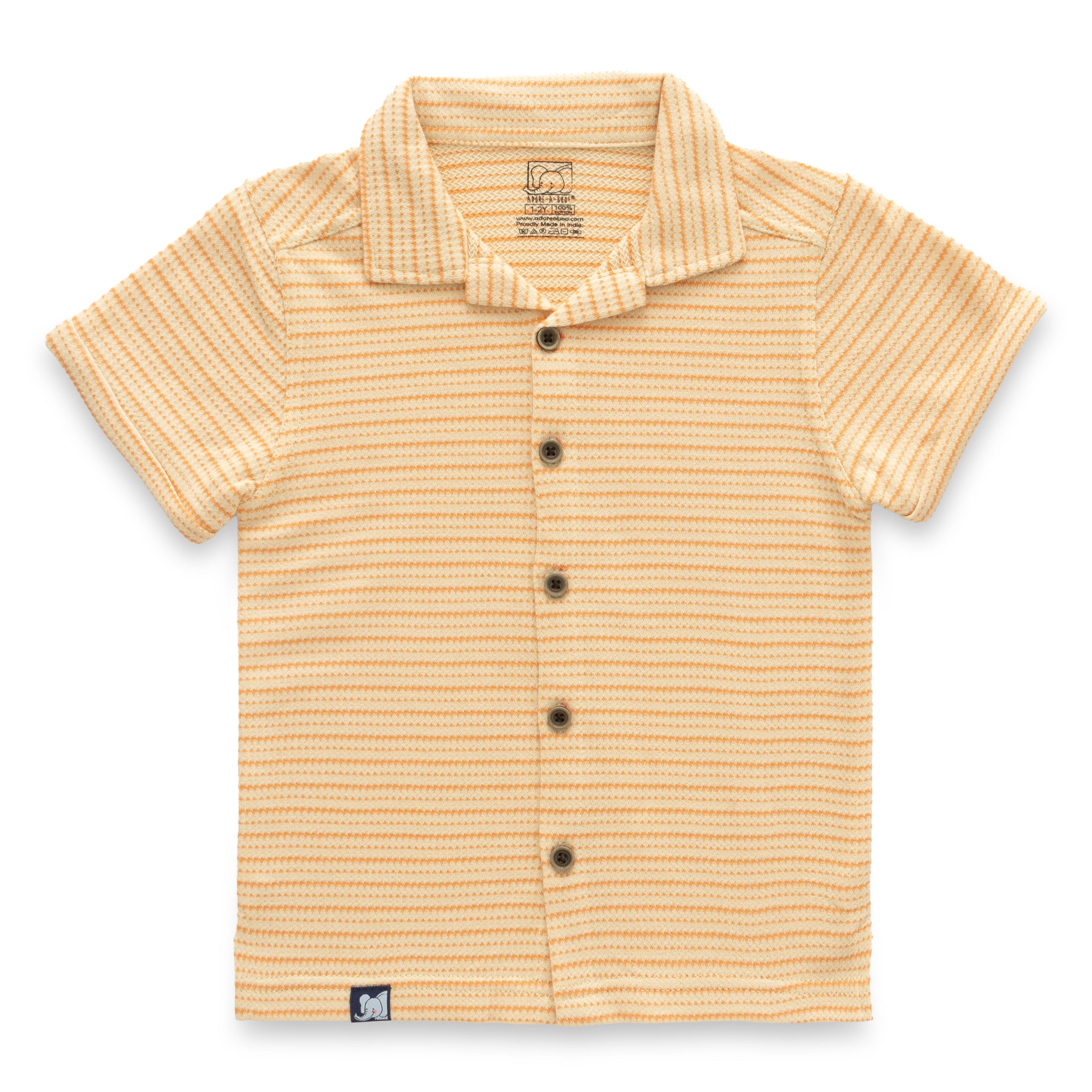 Yellow With Orange Stripes Boys Shirt & Shorts Set