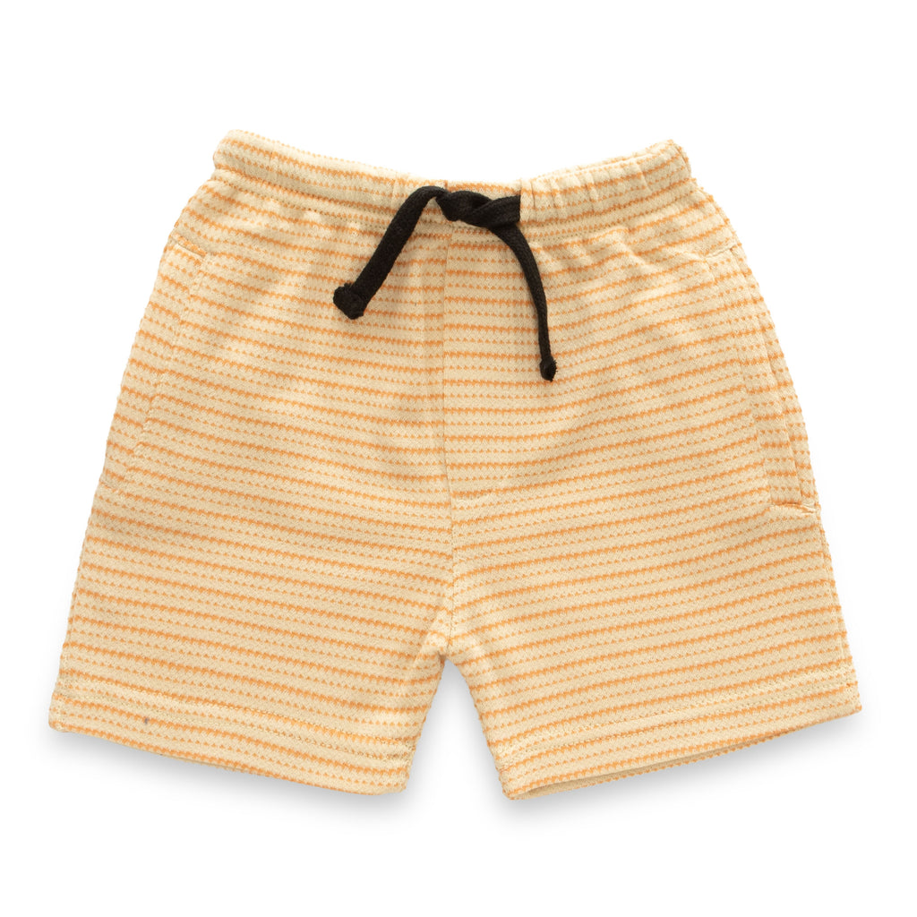 Yellow With Orange Stripes Boys Shirt & Shorts Set