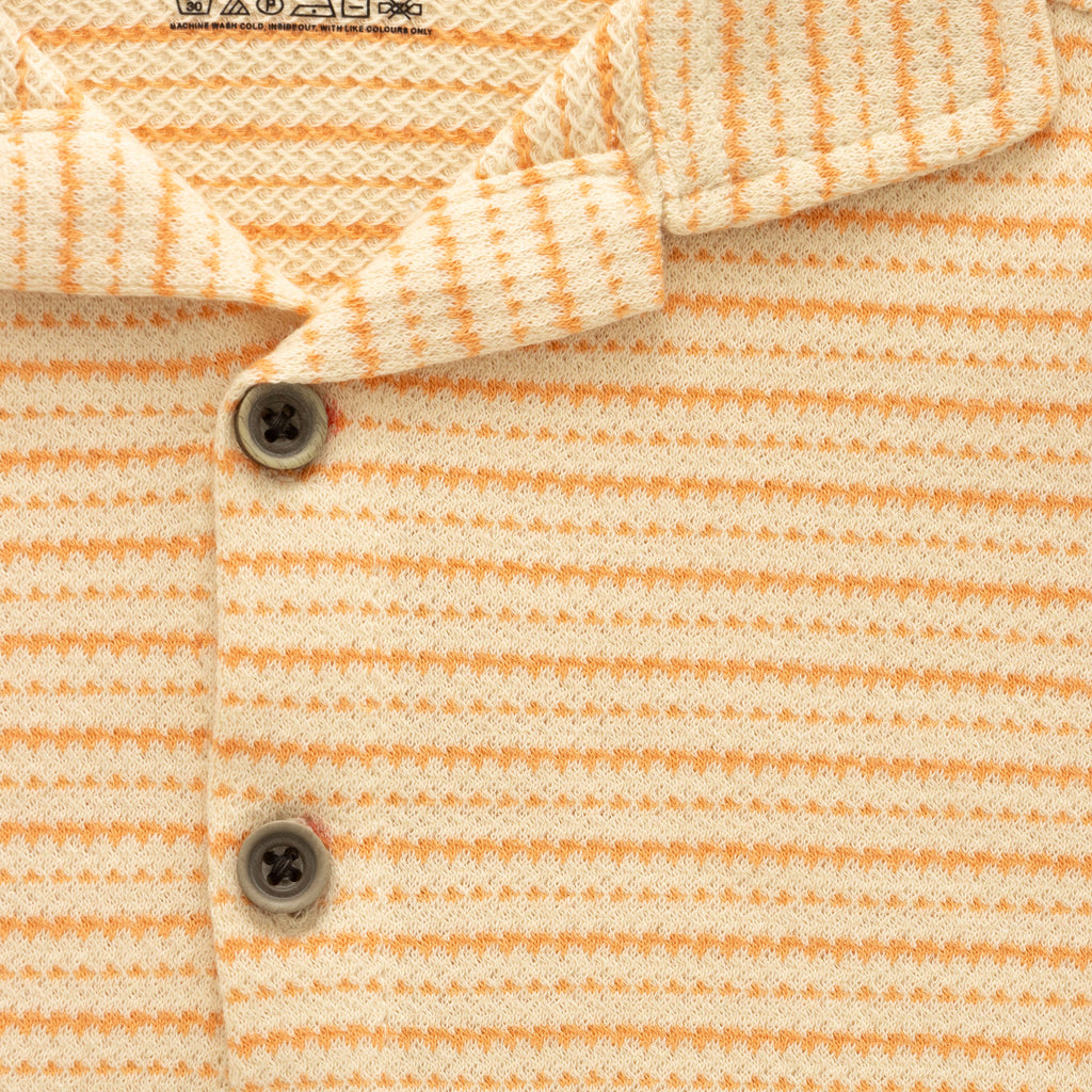 Yellow With Orange Stripes Boys Shirt & Shorts Set