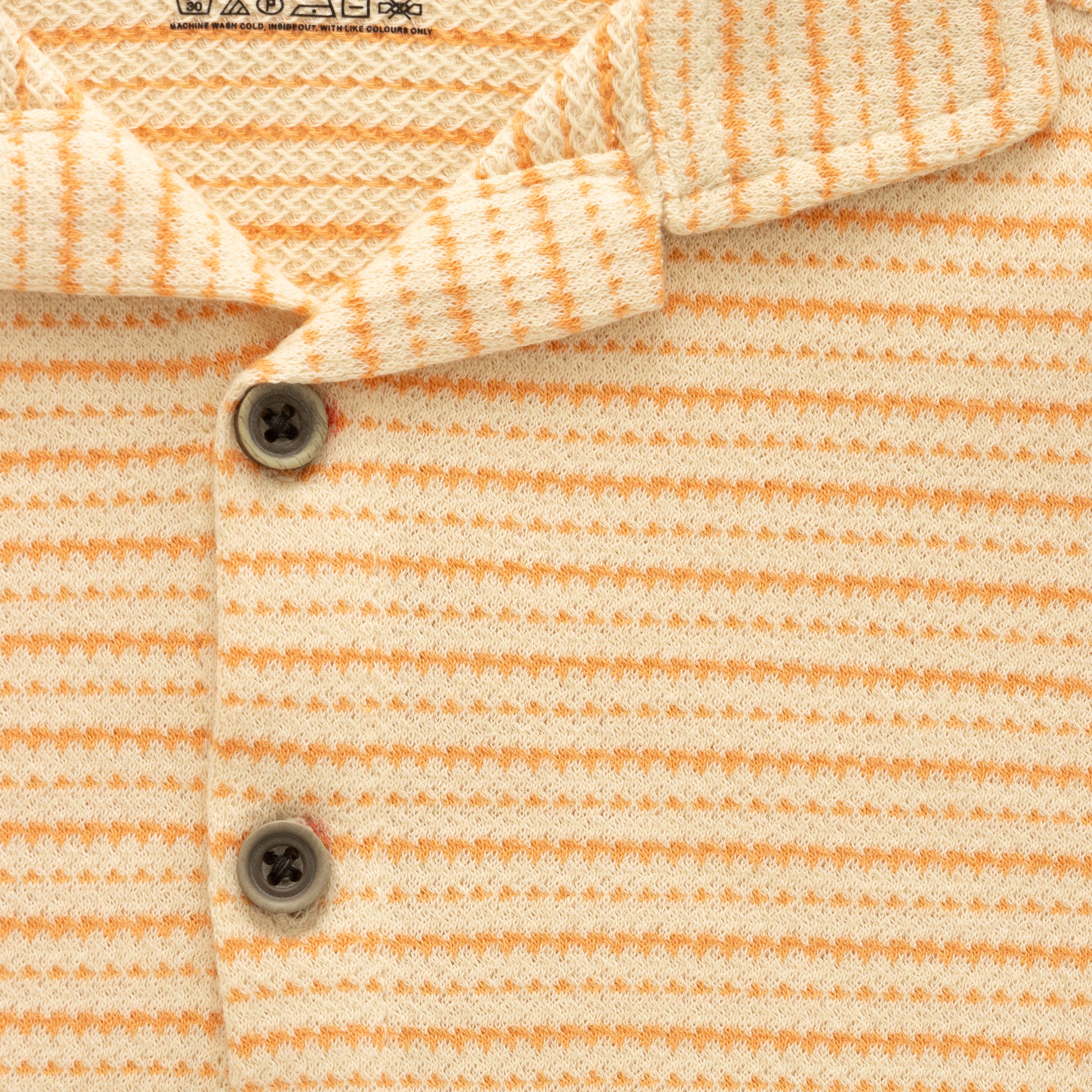 Yellow With Orange Stripes Boys Shirt & Shorts Set