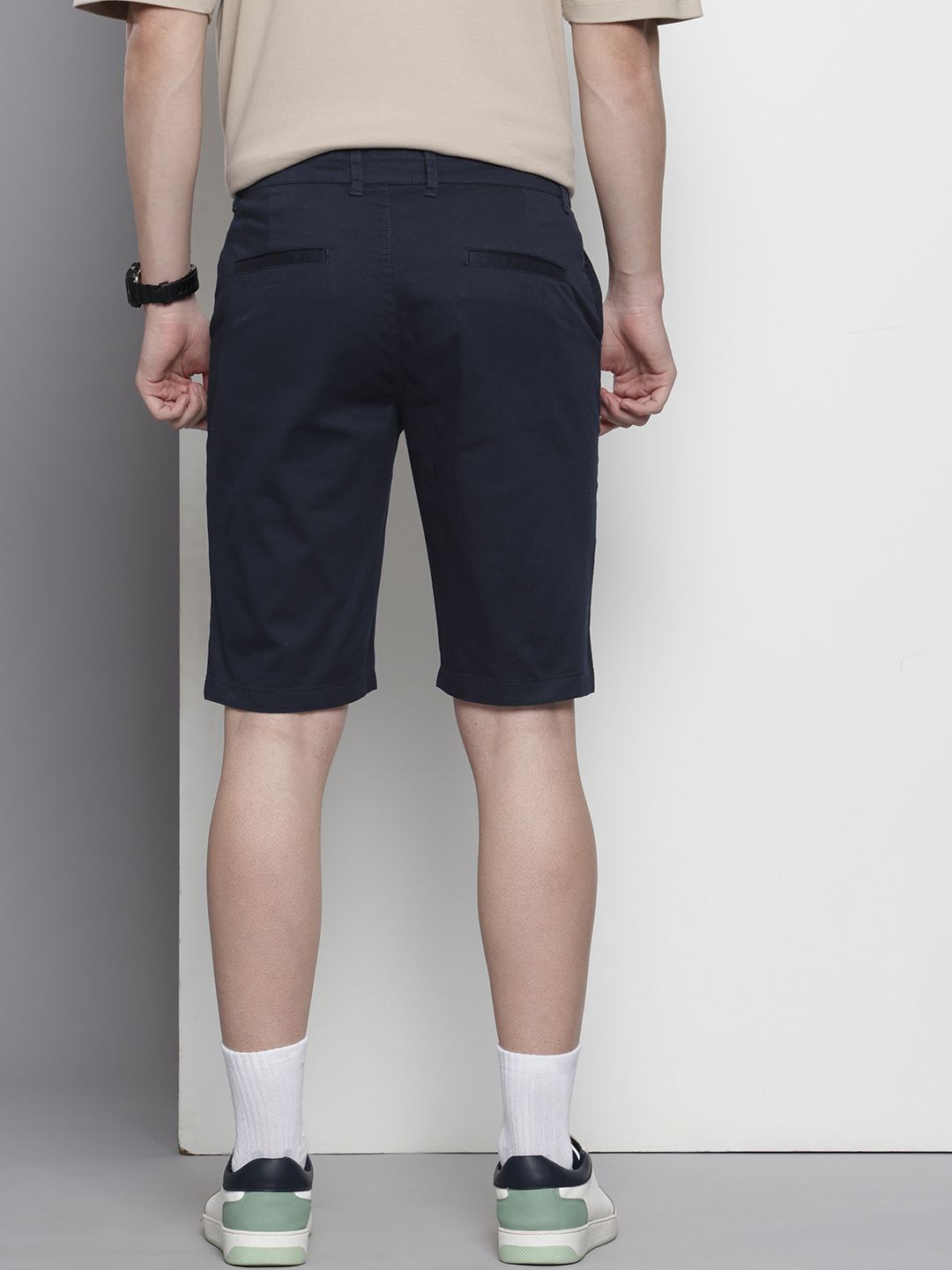 Men's Navy Regular Fit Solid Casual Shorts