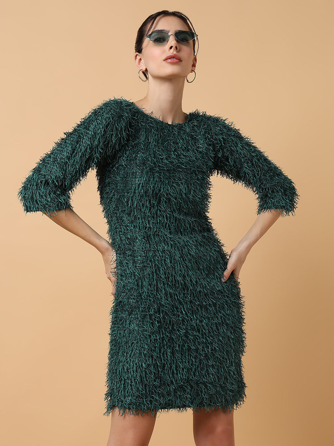 Women's Solid Sheath Green Dress