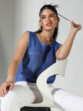 Women's Crochet Blue Vest Top