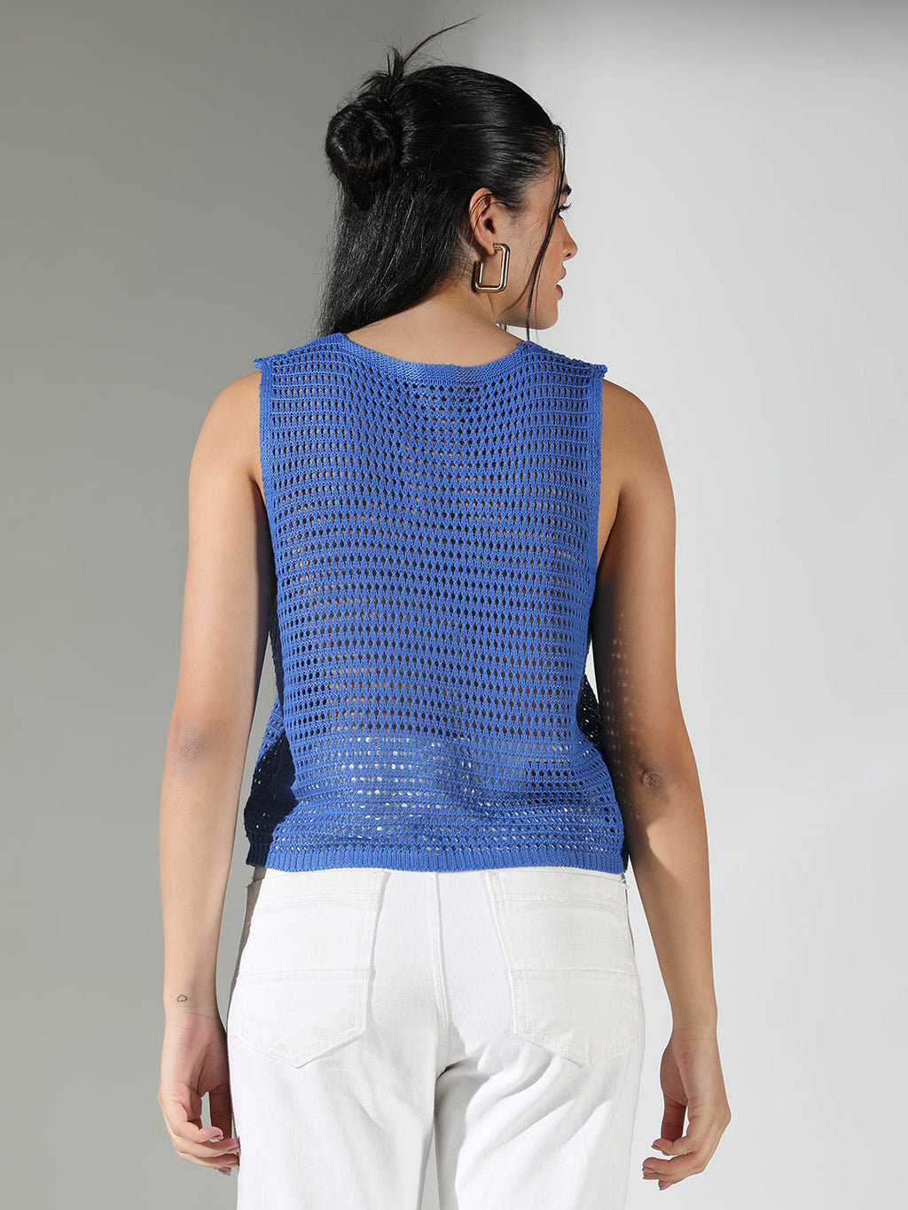 Women's Crochet Blue Vest Top