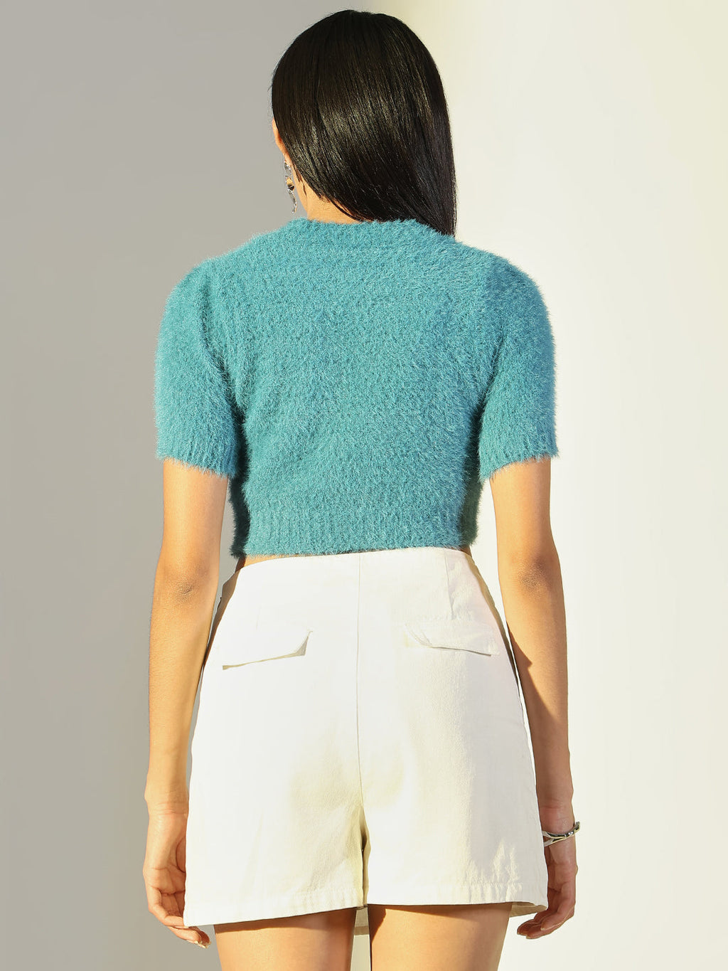 Women's Blue Fringed Crop Top