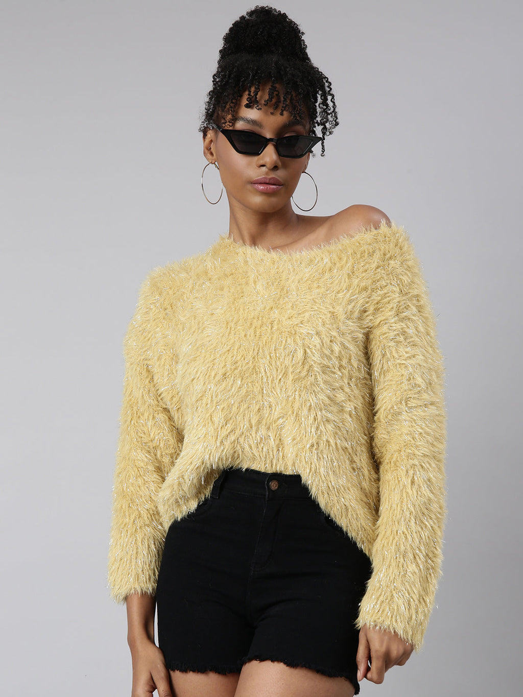 Women's Yellow Round Neck Top