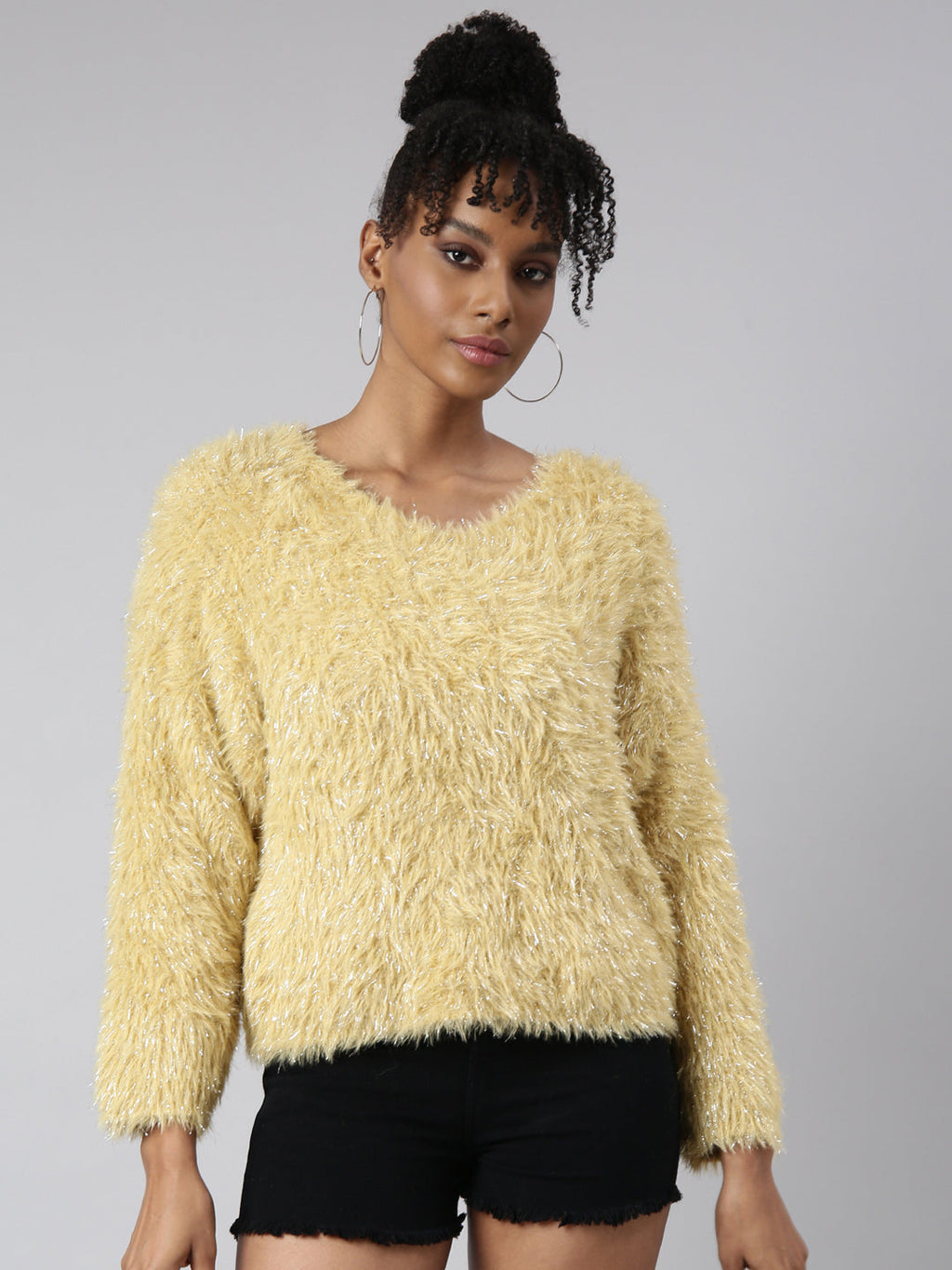 Women's Yellow Round Neck Top