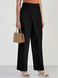 Women's Black Wide Leg Trousers with Wrap around