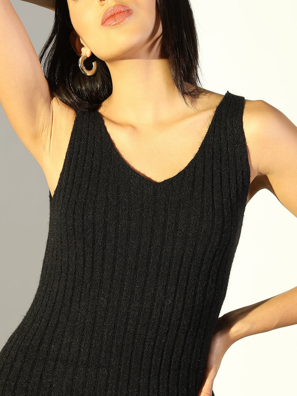 Women's Black Casual Bodycon Dress with Top