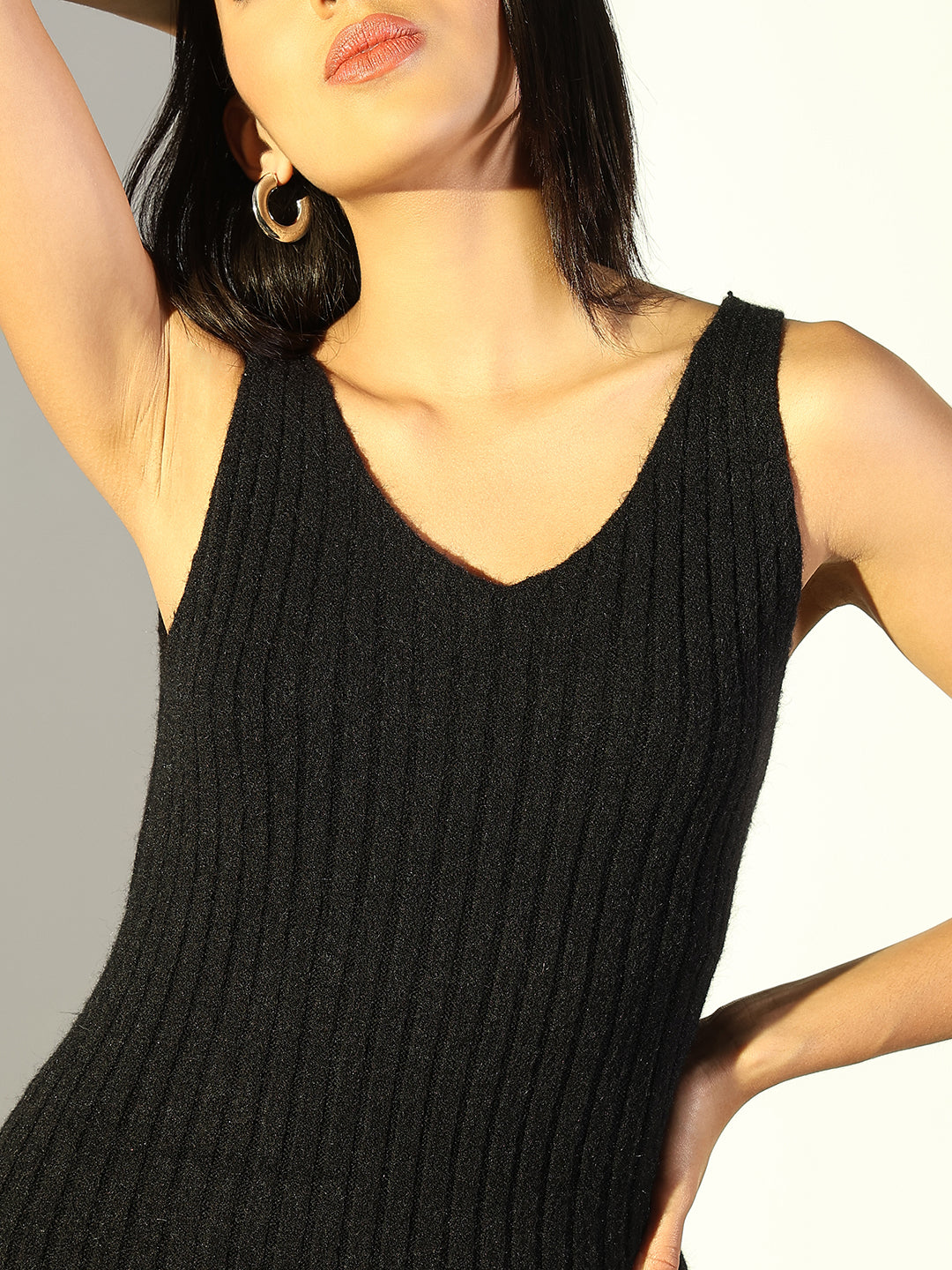 Women's Black Casual Bodycon Dress with Top