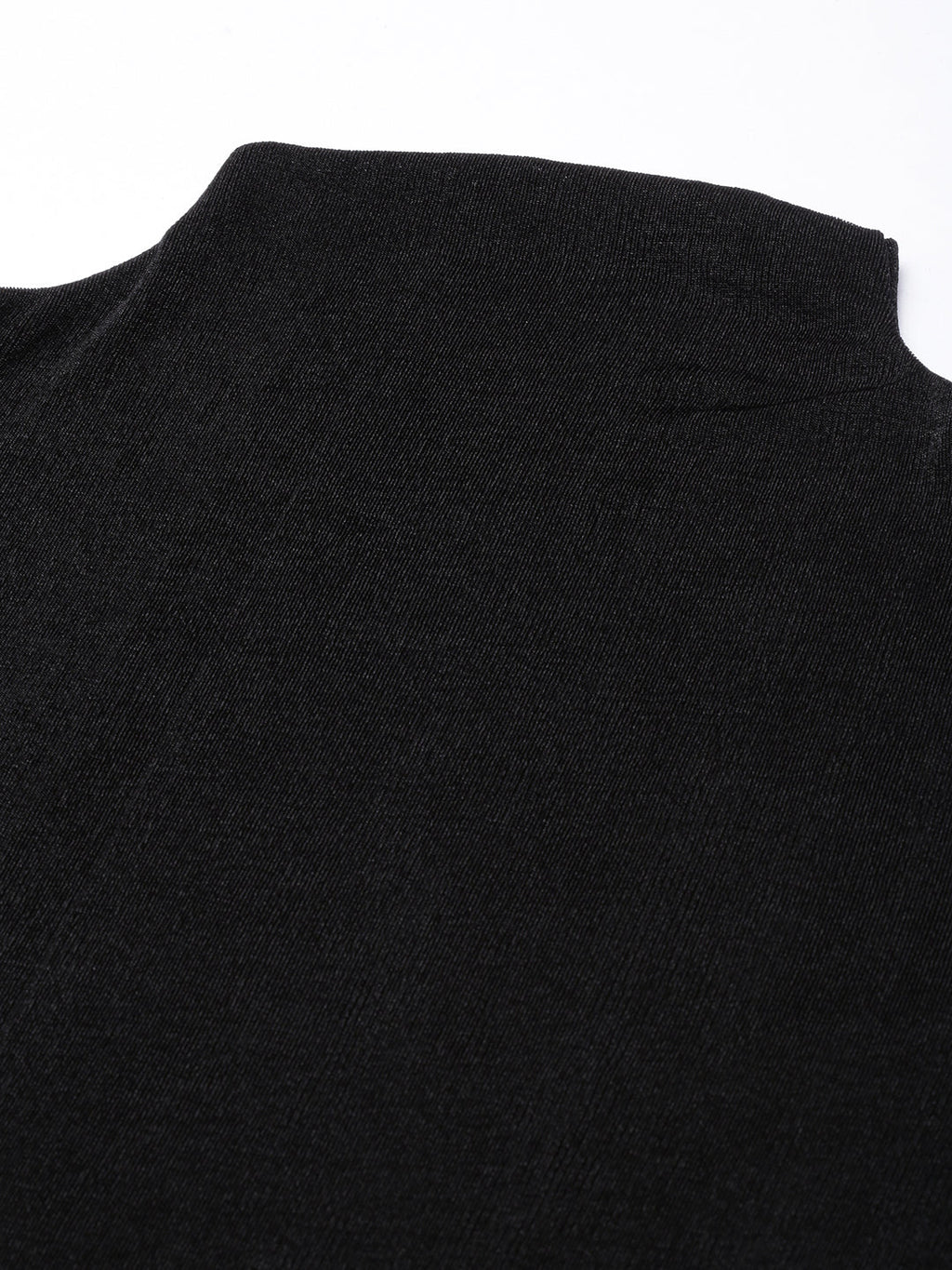 Women's Black High Neck Studded Fitted Top