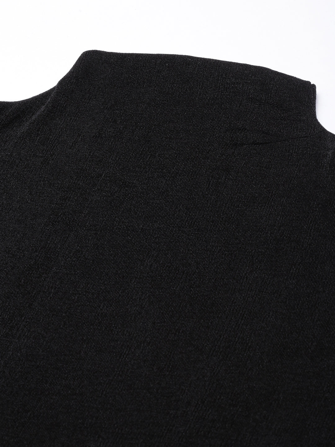 Women's Black High Neck Studded Fitted Top