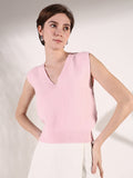 Women's Pink V-Neck Sleeveless Top
