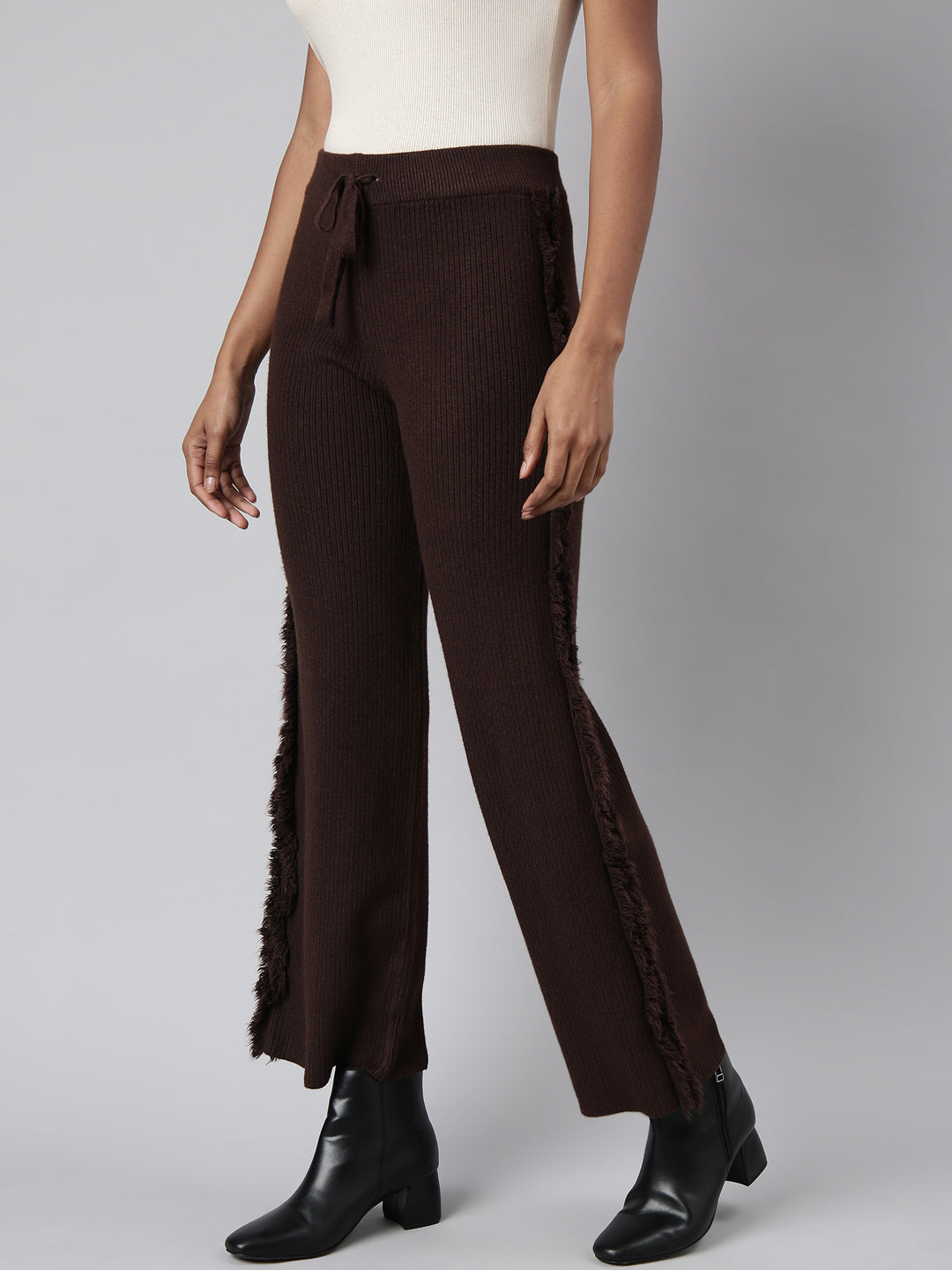 Women's Brown Comfort Straight Fit Trouser