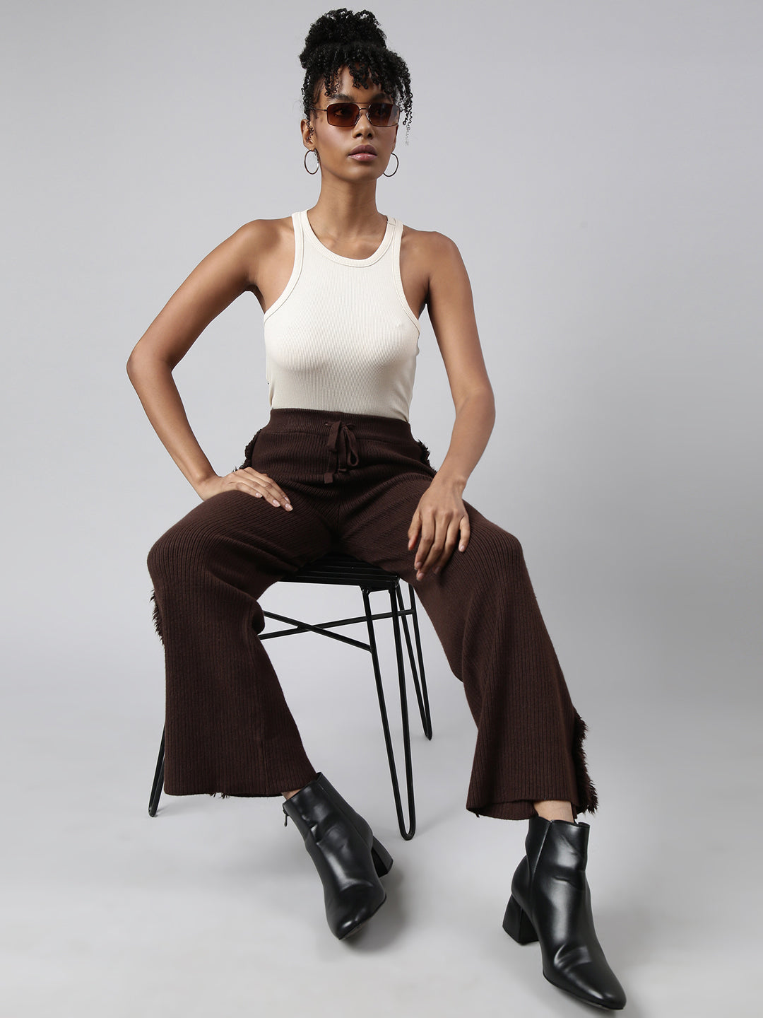 Women's Brown Comfort Straight Fit Trouser