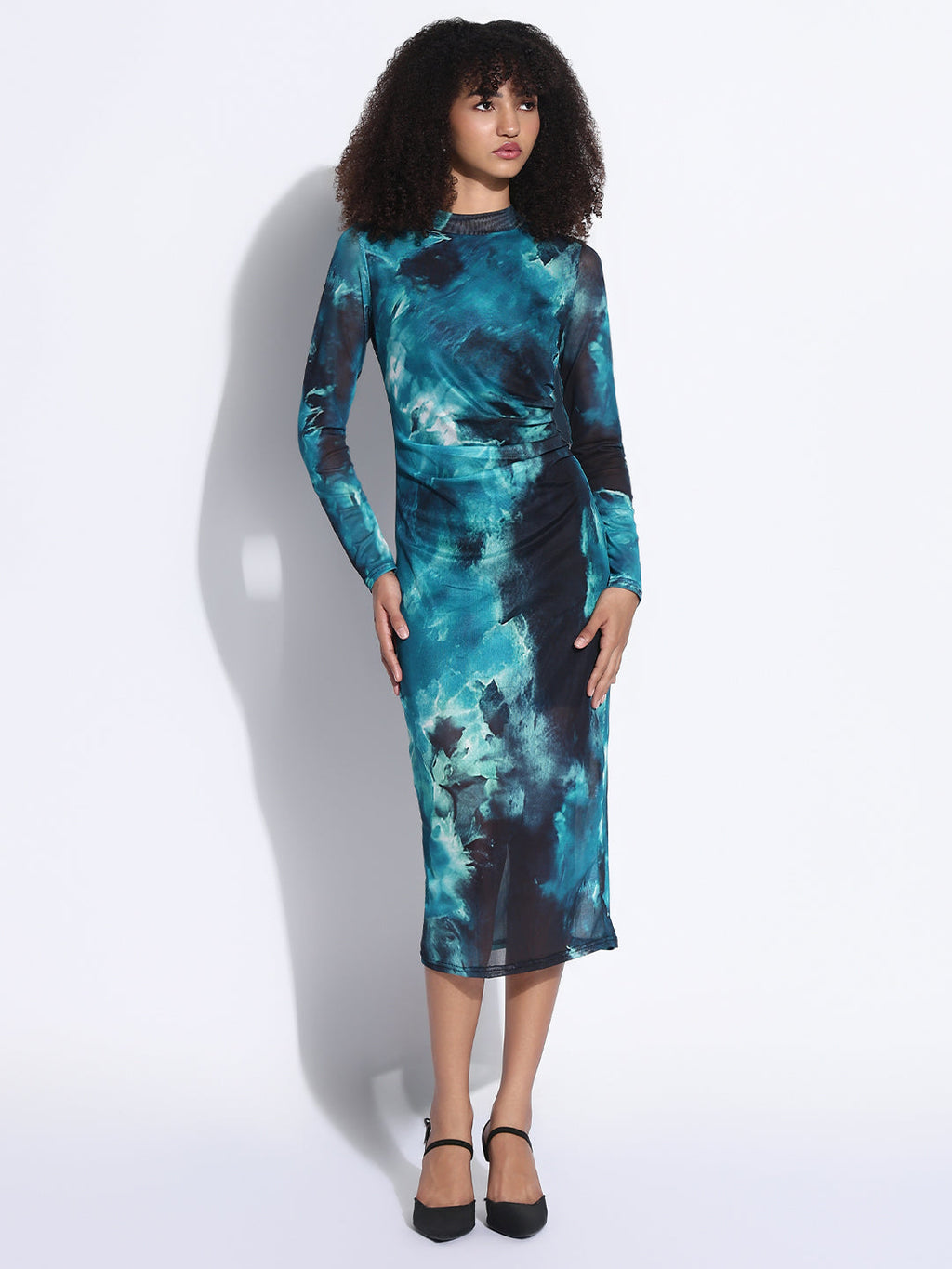 Women's Abstract Teal Bodycon Dress