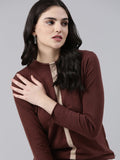 Women's Brown High Neck Acrylic Top