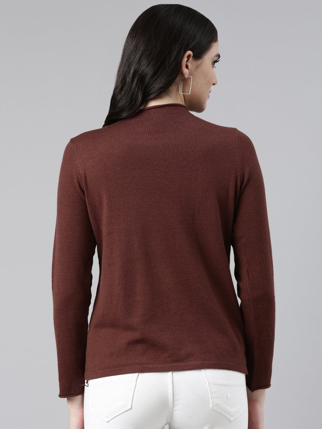 Women's Brown High Neck Acrylic Top