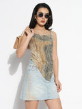 Women's Hooded Beige Solid Top