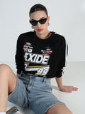 Women's Black Motorsport Oversized Crop Sweatshirt