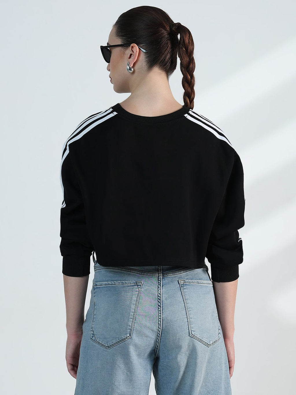 Women's Black Motorsport Oversized Crop Sweatshirt