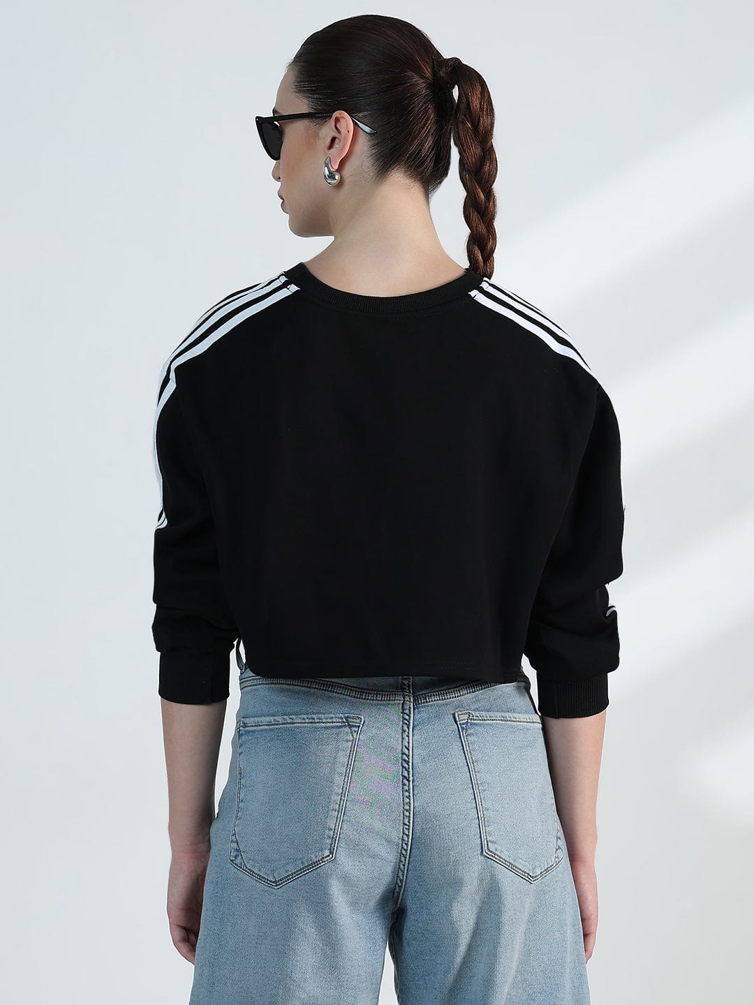 Women's Black Motorsport Oversized Crop Sweatshirt