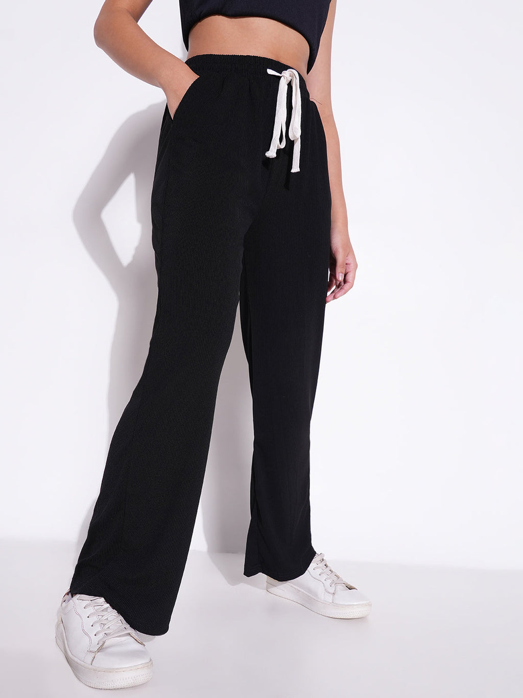 Women's Black Regular Fit Comfort Trousers