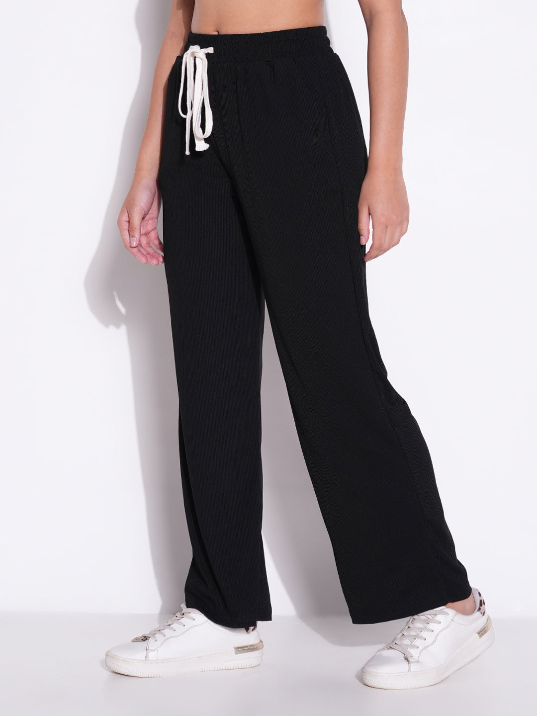 Women's Black Regular Fit Comfort Trousers