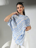 Women's Abstract Print Blue Asymmetric Top