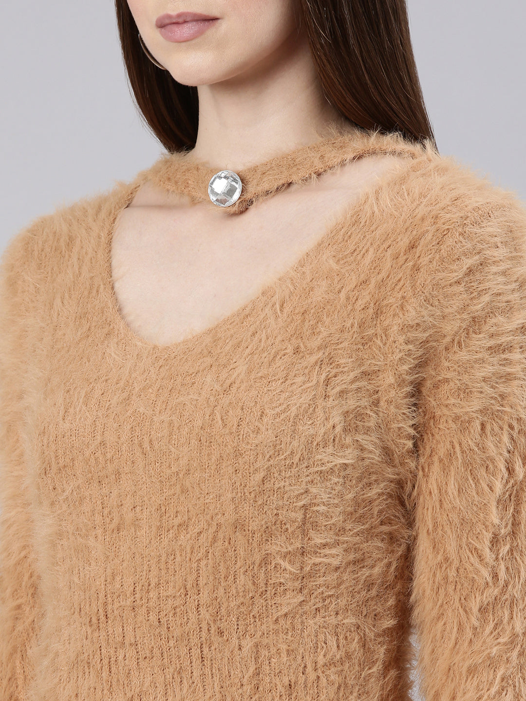 Women's Beige Knits Bodycon Dress